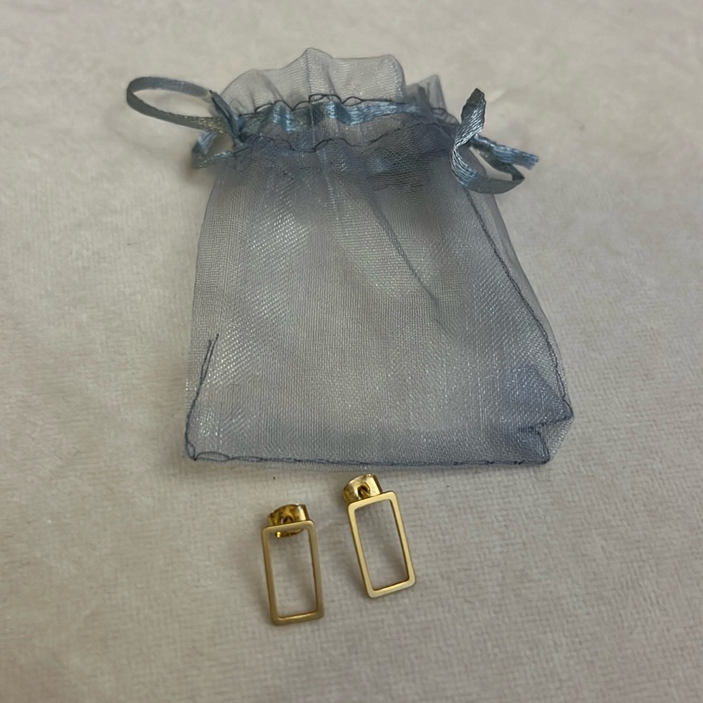 Gold Rectangle Earrings